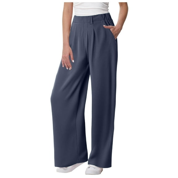 Futezty Women High Waist Casual Wide Leg Long Palazzo Pants Trousers with Pockets