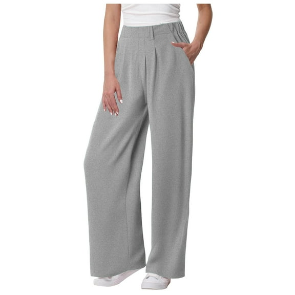Futezty Women High Waist Casual Wide Leg Long Palazzo Pants Trousers with Pockets