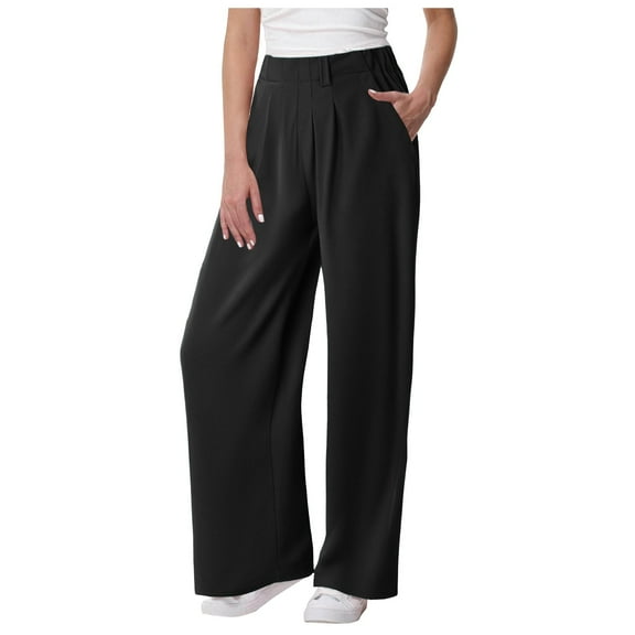 Futezty Women High Waist Casual Wide Leg Long Palazzo Pants Trousers with Pockets