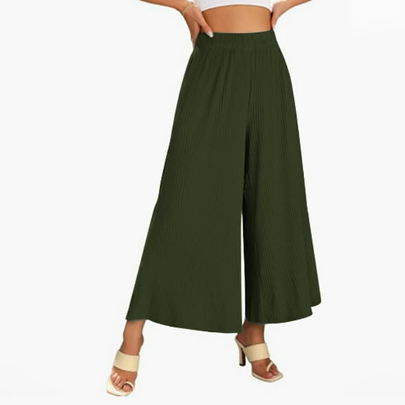 Futezty Women High Waist Casual Wide Leg Long Palazzo Pants with Pockets