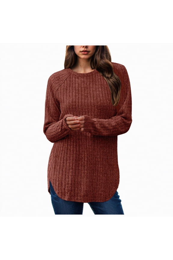 Women Sweatshirt Long Sleeve Shirts for Women Casual Tunic Tops Dressy Crew Neck Pullover Fall Lightweight Sweaters for Women Loose Fit Dressy Basic Tunic Tops For Women