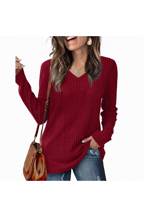 Women Sweatshirt V Neck Long Sleeve Shirts for Women Dressy Casual Fall Tops Lightweight Tunic Pullover Fashion Clothes Long Sleeve Lightweight Tunic Sweaters Shirts