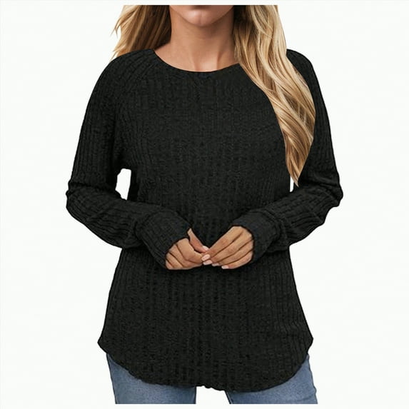 Futezty Women Sweatshirt Womens Plus Size Tops Crewneck Long Sleeve Shirts Loose Tunic Tops Curved Hem Fall Pullover Loose Fit Dressy Crew Neck Pullover Basic Sweaters For Women Tunic For Women