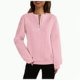 thumbnail image 1 of Futezty Women's Casual 1/4 Zip Sweatshirt Long Sleeve Zipper Solid Color Textured Pullover Fall Loose Shirts Tops, 1 of 9