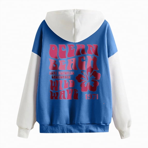 Futezty Women's Letter Graphic Drawstring Hoodies Long Sleeve Thermal Pullovers Sweatshirts