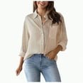 thumbnail image 1 of Futezty Womens Button Down Shirts Striped Classic Long Sleeve Collared Office Work Blouses Tops with Pocket Women's Button Down Shirts Long Sleeve Blouses Tops With Pocket, 1 of 7