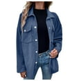 thumbnail image 1 of Futezty Womens Knit Long Shacket Jacket Oversized Casual Blouses Button Down Collared Dressy Shirts, 1 of 5