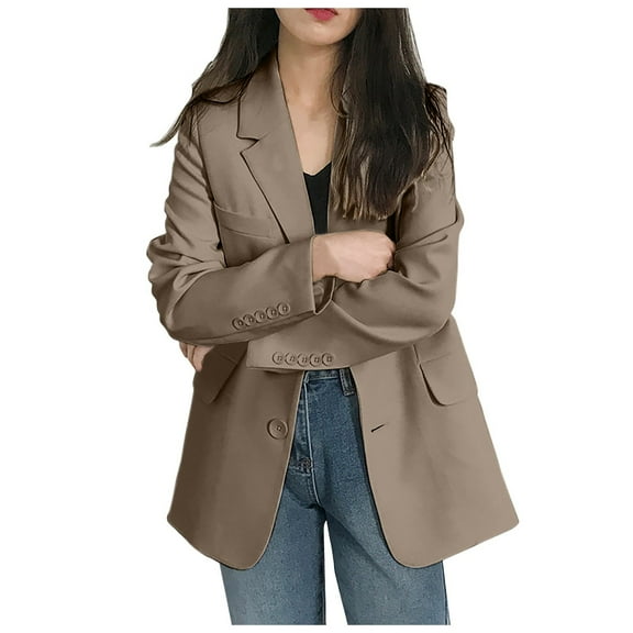 Futezty Womens Plus Size Long Sleeve Button Down Boyfriend Shirts Casual Plaid Shacket Jacket Coats