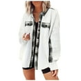 thumbnail image 1 of Futezty Womens Waffle Knit Plaid Shacket Boyfriend Button Down Shirt Jacket Loose Long Sleeve Tops, 1 of 5