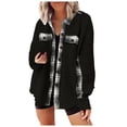 thumbnail image 1 of Futezty Womens Waffle Knit Plaid Shacket Boyfriend Button Down Shirt Jacket Loose Long Sleeve Tops, 1 of 5