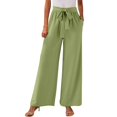thumbnail image 1 of Futezty Womens Wide Leg Pants Plus Size Elastic Tie Knot Lounge Pants Loose Trousers with Pockets, 1 of 5