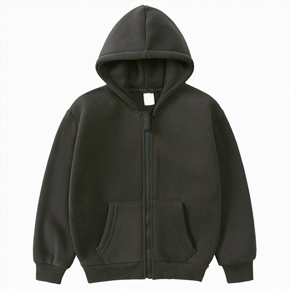 Futezty Zip Hoodie Sleeve Girls Color Top Kids Long Up Boys Jackets Solid Sweatshirt Zip Coat Jackets