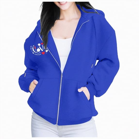 Futezty Zip Up Hoodie Women Hooded Oversized Sweatshirts Long Sleeve Casual Zipper Hoodies Jacket Fall Winter Outfits