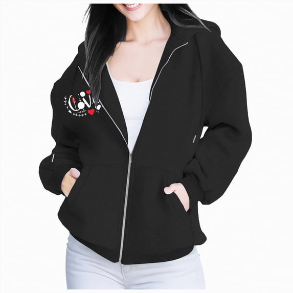 Futezty Zip Up Hoodie Women Hooded Oversized Sweatshirts Long Sleeve Casual Zipper Hoodies Jacket Fall Winter Outfits