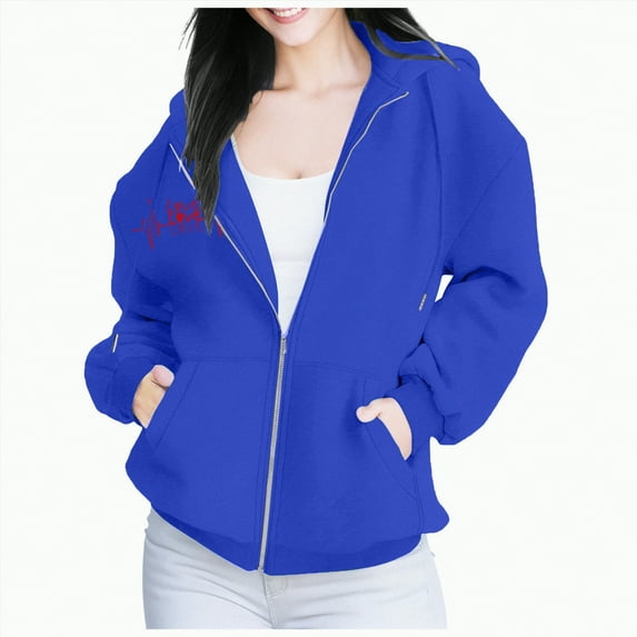 Futezty Zip Up Hoodie Women Hooded Oversized Sweatshirts Long Sleeve Casual Zipper Hoodies Jacket Fall Winter Outfits