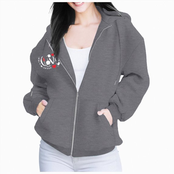 Futezty Zip Up Hoodie Women Hooded Oversized Sweatshirts Long Sleeve Casual Zipper Hoodies Jacket Fall Winter Outfits