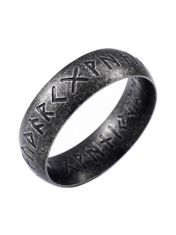 Futhark Ring Nordic Viking Jewelry Black Norse Rune Rings for Men (13)