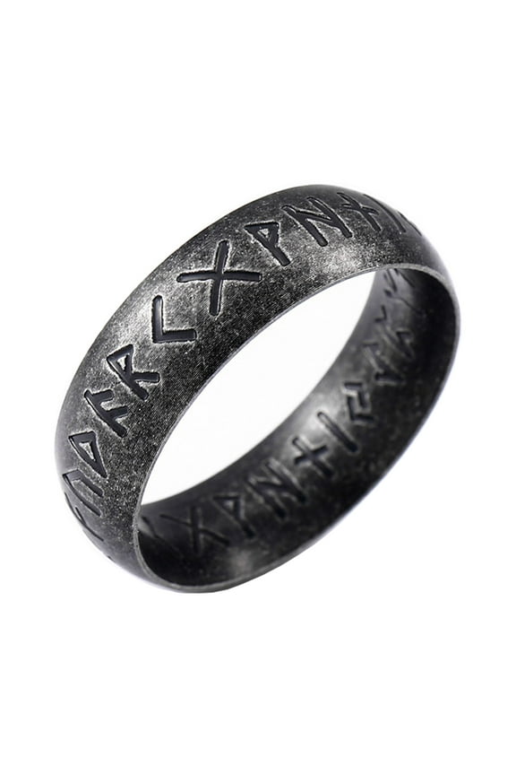 Futhark Ring Nordic Viking Jewelry Black Norse Rune Rings for Men (8)