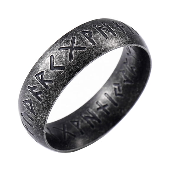 Futhark Ring Nordic Viking Jewelry Black Norse Rune Rings for Men (9)