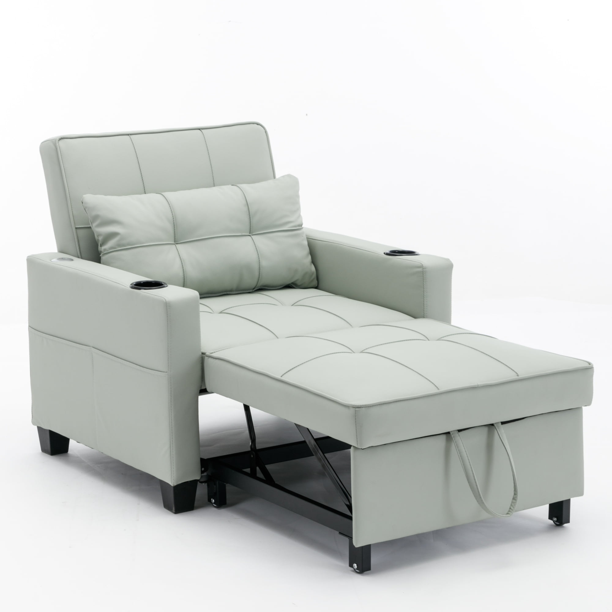 Futon Chair Bed Convertible Chair 3in1 Pull Out Sleeper Chair Beds with USB Ports, Armchair