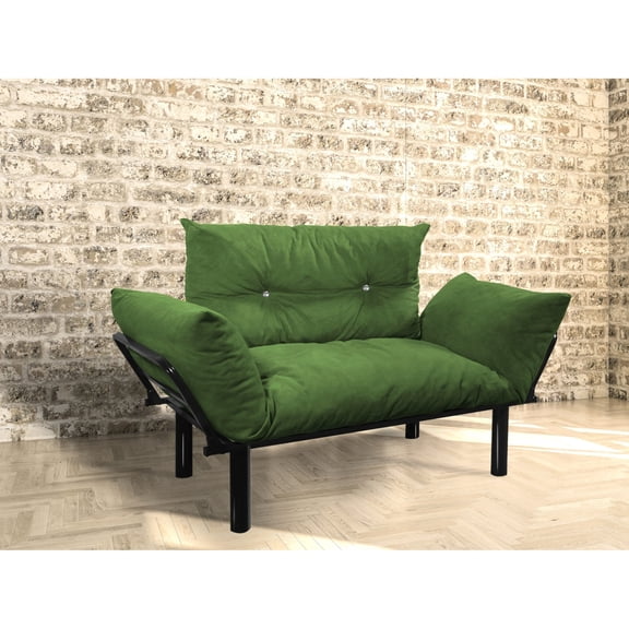 Futon Couch with Arms | Ideal for Limited - Space Rooms | Metal Main Body and Foam Filler | Multiple Color Choices