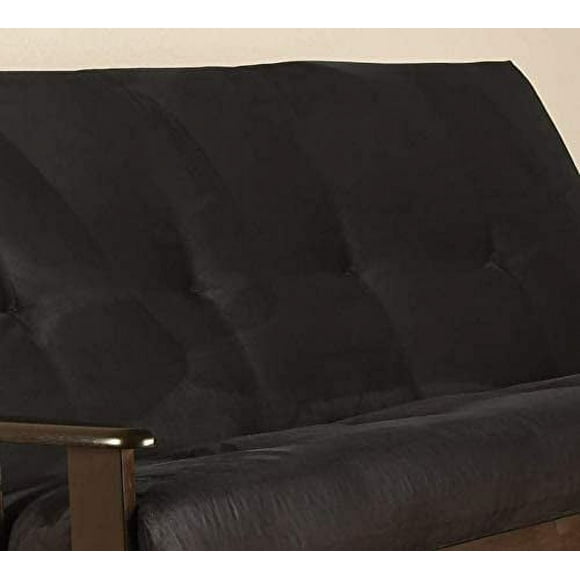 Futon Cover Only - Quality Suede Microfiber Fabric Collection Fits 6-8 inch Futons Mattress (Black, Queen Size)