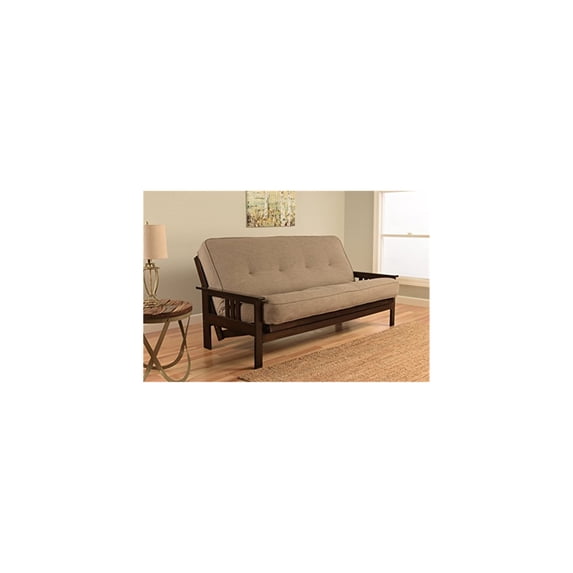 Futon Frame Full Size Convertible Sofa Bed Espresso Finish Linen