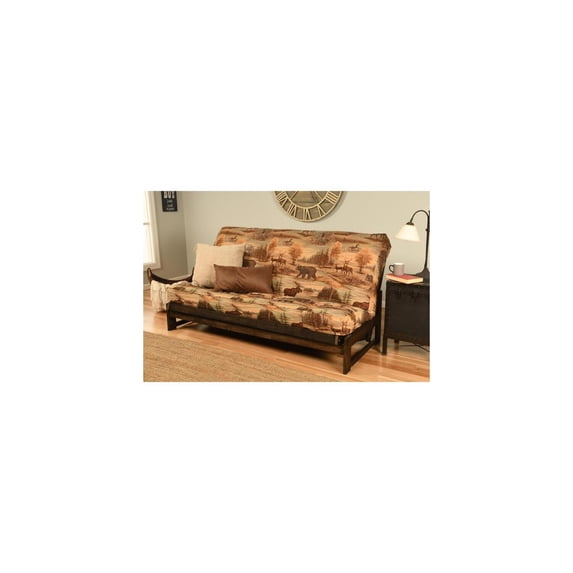 Futon Frame Full Size Hardwood Mocha Finish Sofa Bed