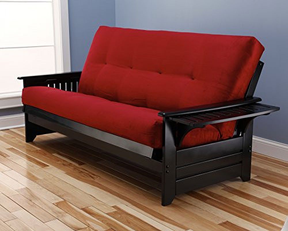 Futon Frame and Mattress Set in Barbados and Suede Red Finish