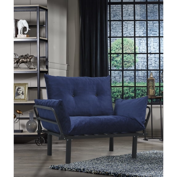 Futon Love Seat in Blue / Great for Casual Gatherings