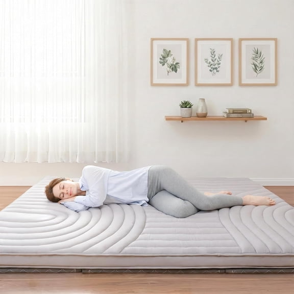 Futon Mattress Extra Thick, Striped Quilting Size, Portable Sleeping Pad for