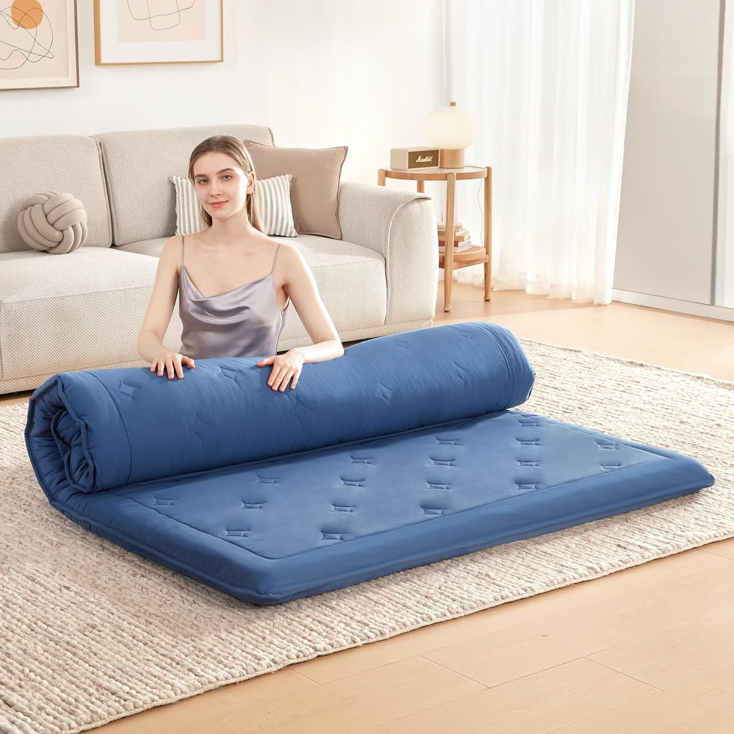 Futon Mattress Floor Mattress Topper, 4" Memory Foam Foldable Futon ...