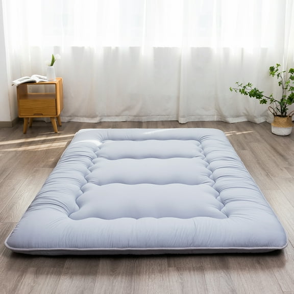 Futon Mattress Japanese Floor Mattress Thicken Futon Sleeping Pad for Guest,Lounger and Tavel,Grey,Queen Size