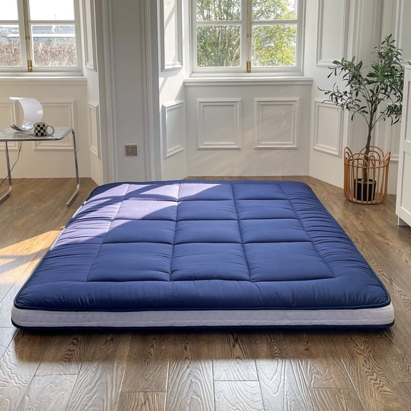 Futon Mattress, Padded Japanese Floor Mattress Quilted Bed Mattress Topper, Extra Thick Folding Sleeping Pad, Full Size