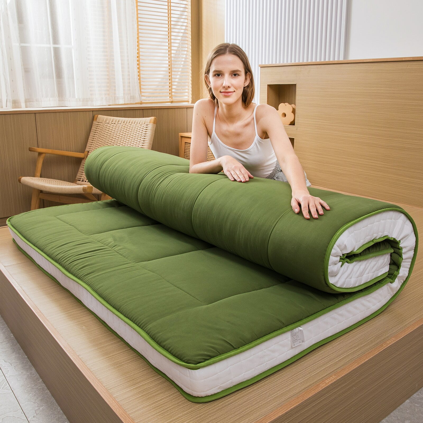Futon Mattress, Padded Japanese Floor Mattress Quilted Bed