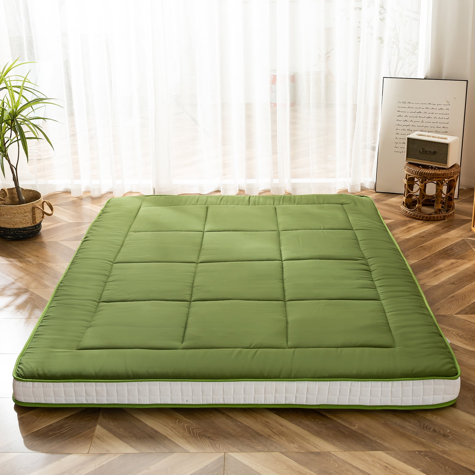 Matelas Futon Japonais Pliable 120x200 Cm - Épaisseur 5 Cm, Fibre De Soja, Pour Sol, Tatami, Camping - Idéal Pour Dormir, Massage, Invités