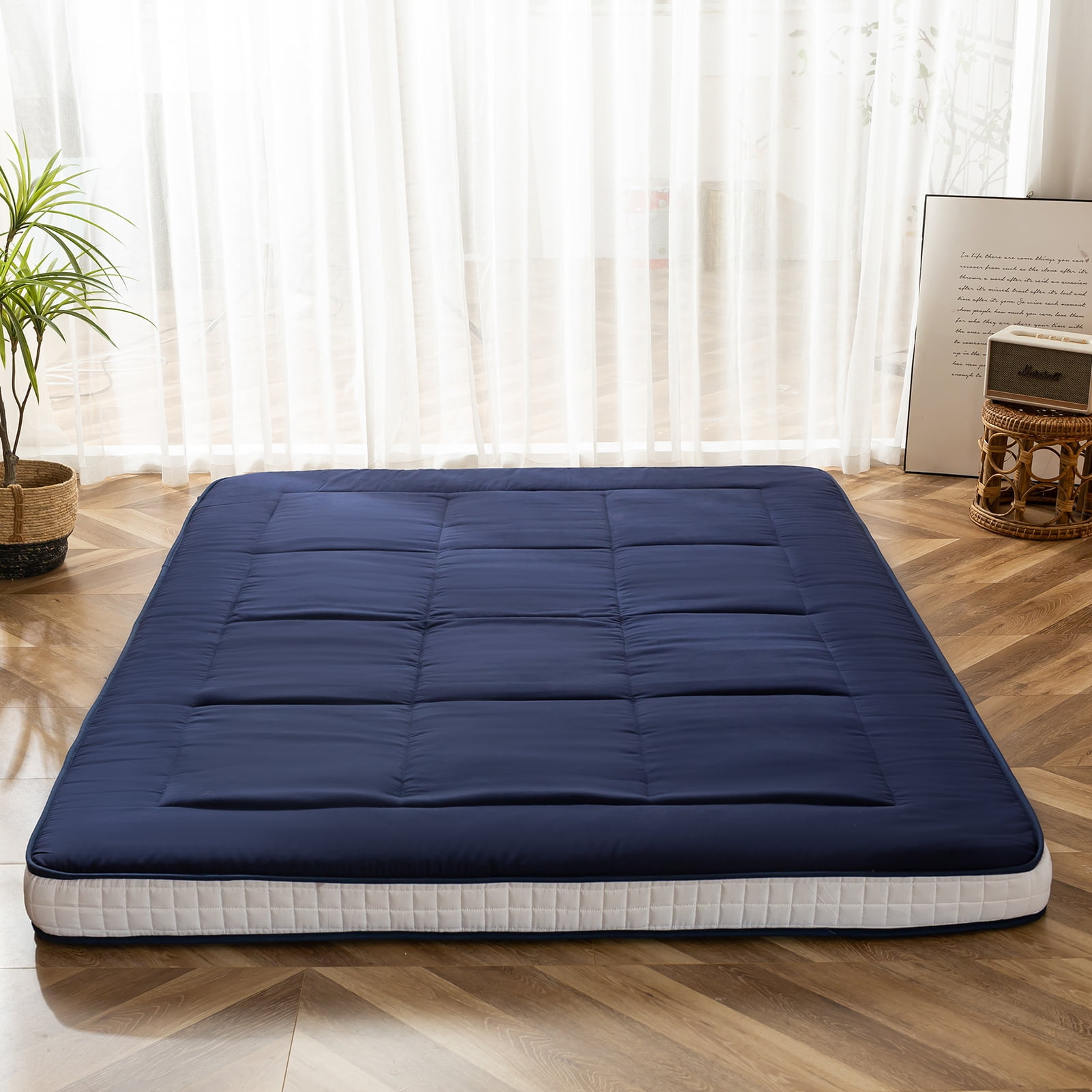 Futon Mattress, Padded Japanese Floor Mattress Quilted Bed Mattress Topper, Extra Thick Folding