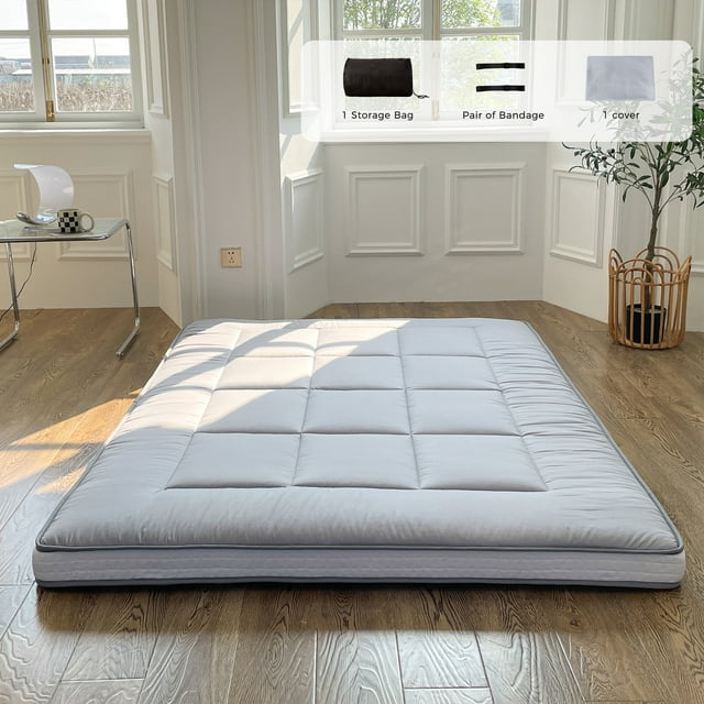 Futon Mattress, Padded Japanese Floor Mattress Quilted Bed Mattress Topper, Extra Thick Folding Sleeping Pad,Twin Size