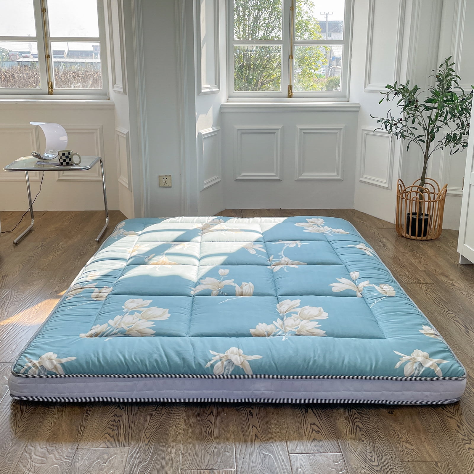 Futon Mattress, Padded Japanese Floor Mattress Quilted Bed Mattress Topper, Extra Thick Folding