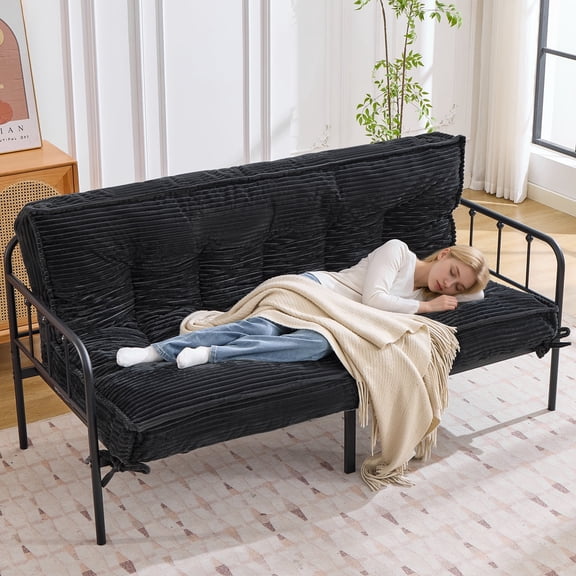 Futon Mattress Queen Size 8 Inch, Foldable Floor Mattress with High Density Shredded Foam, Medium Firm Japanese Style Sleeping Pad for Guest Room, Bedroom or Living Room (Frame Not Included)
