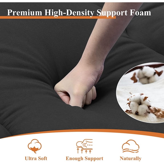 Futon Mattress - Thicken Sleeping Mat for Floor, Folding Mat for Adults & Kids, Queen Size, Black, A-GE20003 NT T2 VC