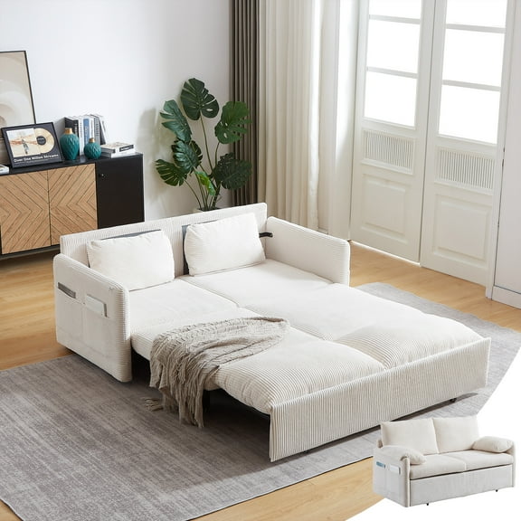 Futon Pull Out Sofa Bed，Queen Size Convertible Sleeper Sofa Bed,Couches For Living Room,Apartment