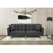 Futon Sleeper Sofa With 2 Pillows Dark Grey Fabric Same As W223S00329