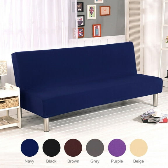 Futon Slipcover Armless Sofa Cover Stretch Sofa Bed Slipcover Protector Elastic Blue
