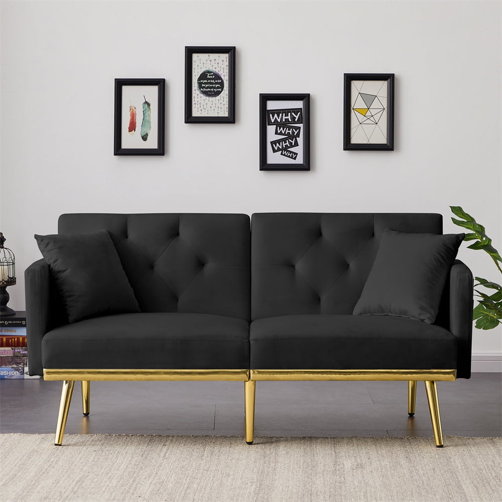 Futon Sofa Bed with 2 Pillows 59