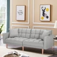 thumbnail image 1 of Futon Sofa Bed, 2021 Square Arm Sleeper Couches and Sofas with 2 Pillows, Plush Futon Sofa Sleeper for Living Room, Adjustable Back Twin Size Sofa for Small Space, Apartment, Condo, Light Grey, SS383, 1 of 9