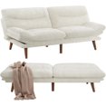 thumbnail image 1 of Futon Sofa Bed, 4 in 1 Convertible Sofa with Adjustable Backrest, 71" Teddy Plush Fabric Loveseat Sleeper Couch for Living Room, Apartment, Office, Beige, 1 of 5