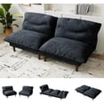thumbnail image 1 of Futon Sofa Bed, 4 in 1 Multi-Functional Futon Couch with Adjustable Backrest, 75 inch Convertible Sleeper Sofa Bed and Recliner Lounge, Corduroy Loveseat for Living Room, Apartment, Black, 1 of 9
