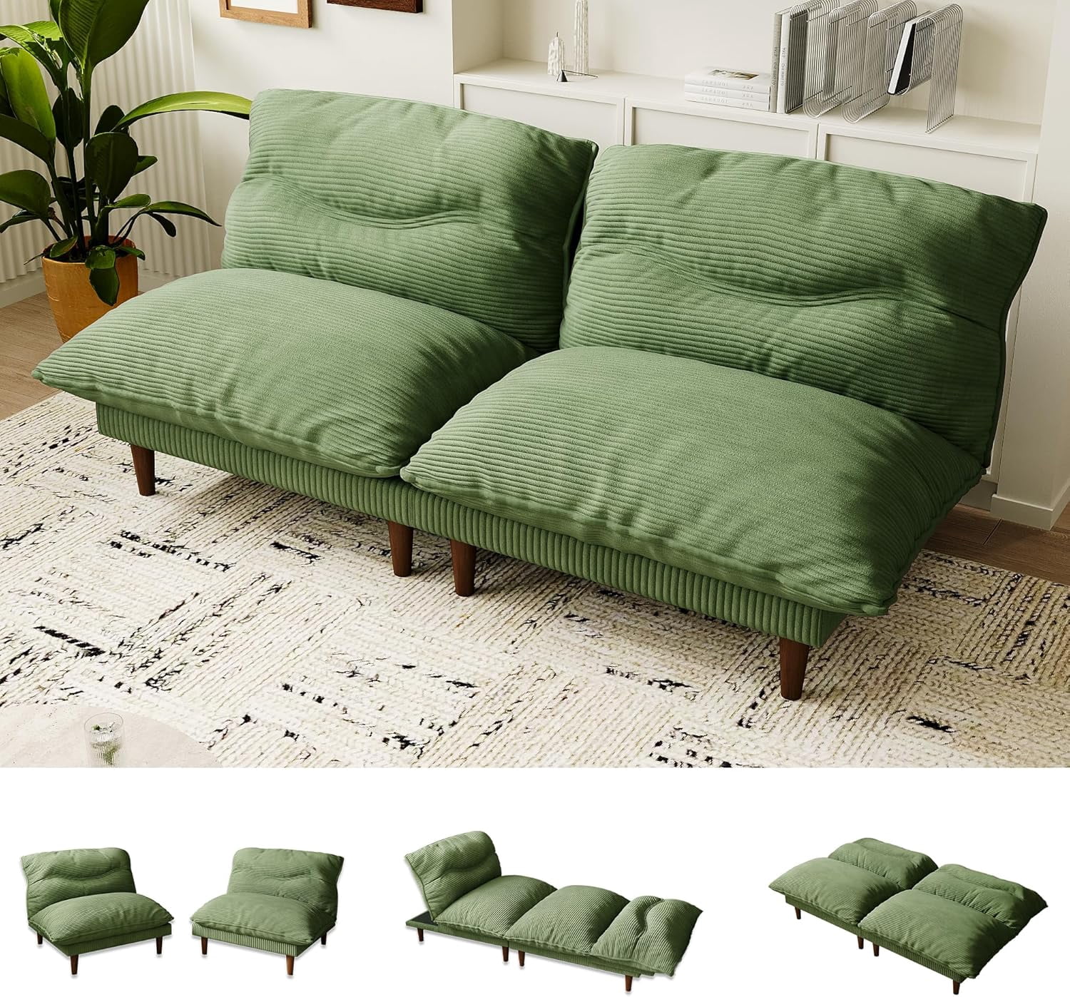 Futon Sofa Bed, 4 in 1 Multi-Functional Futon Couch with Adjustable ...