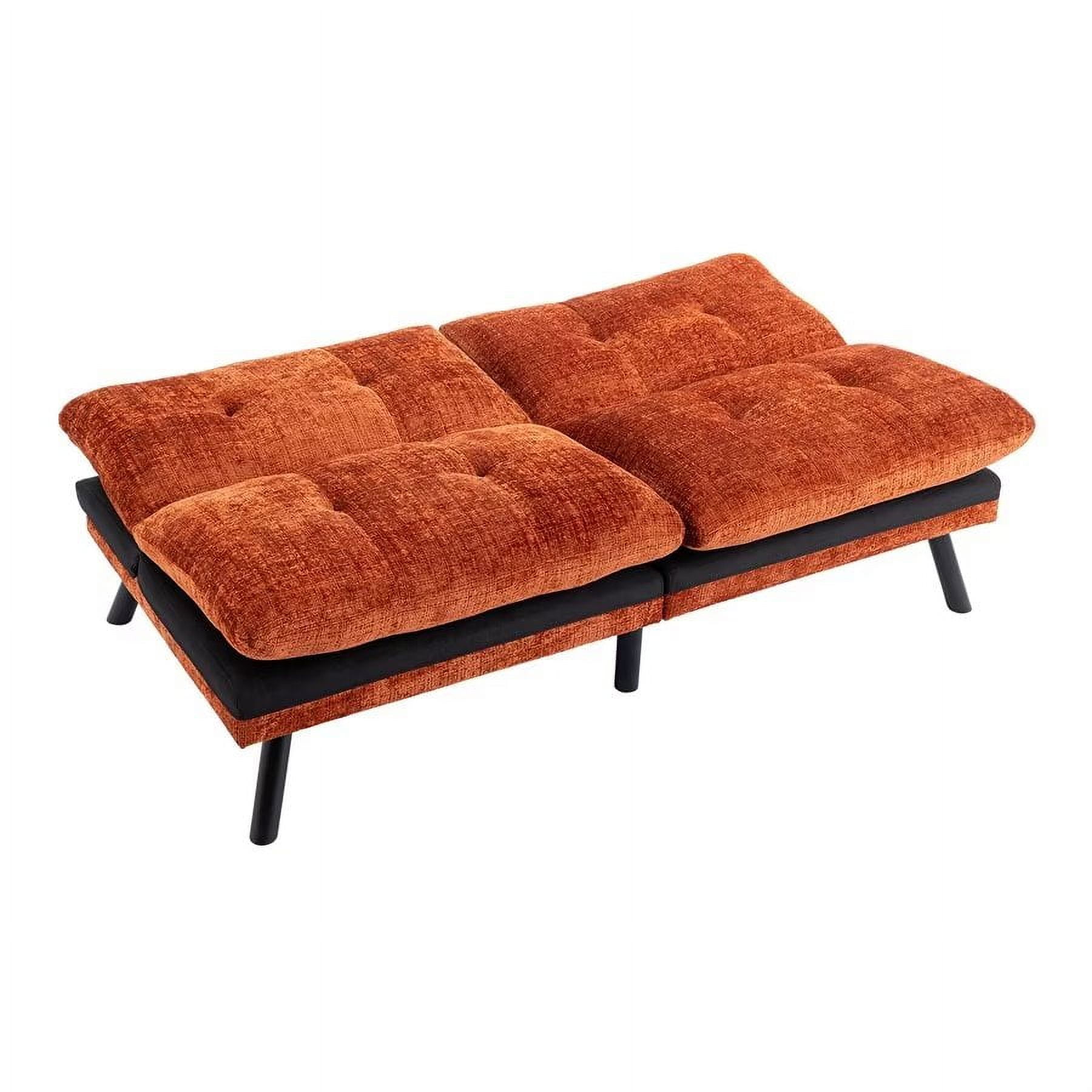 Futon Sofa Bed with Adjustable Backrest, Small Loveseat Sofa with